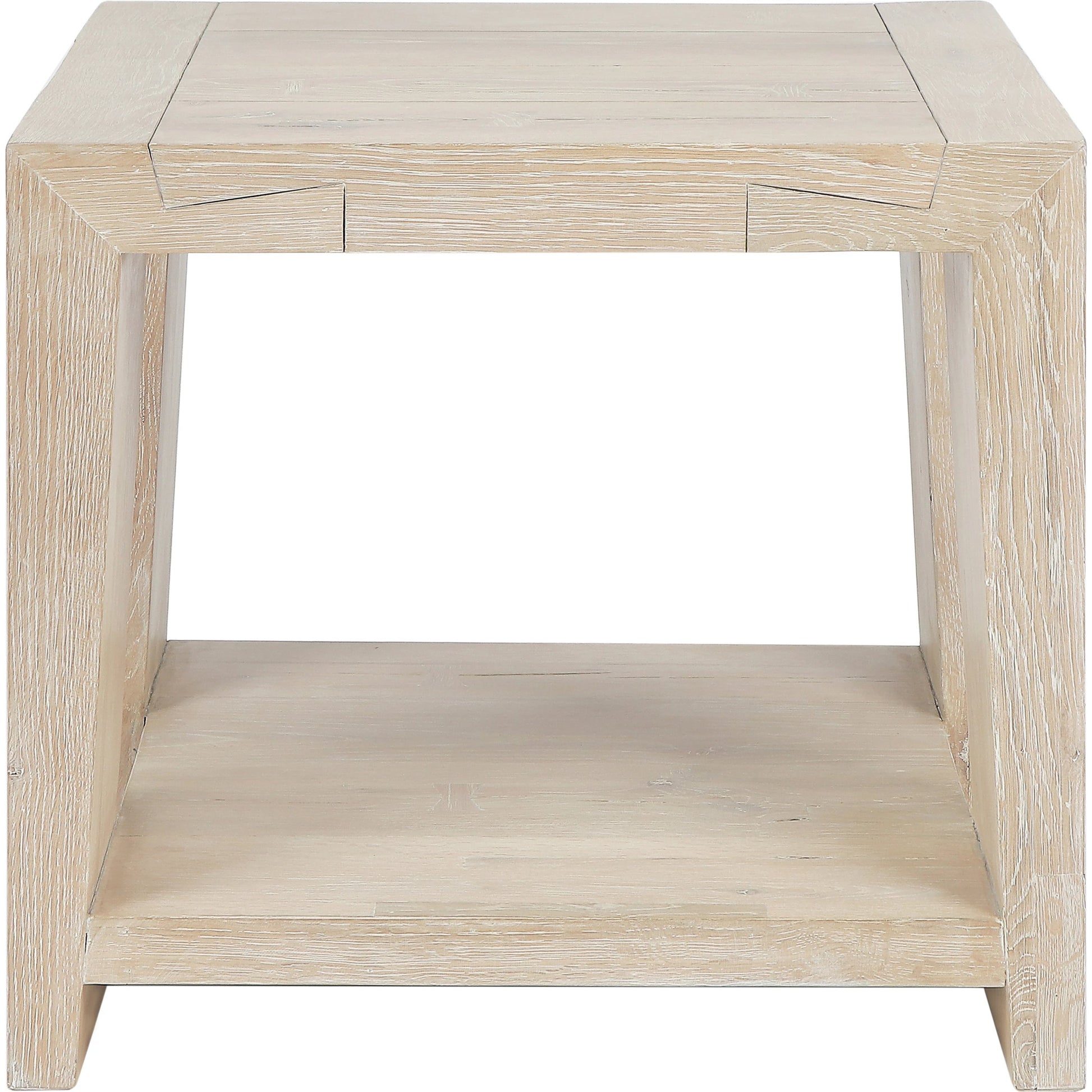 Troy Reclaimed Oak 24" End Table by Classic Home in tan. Made from cracked oak in a modern style.