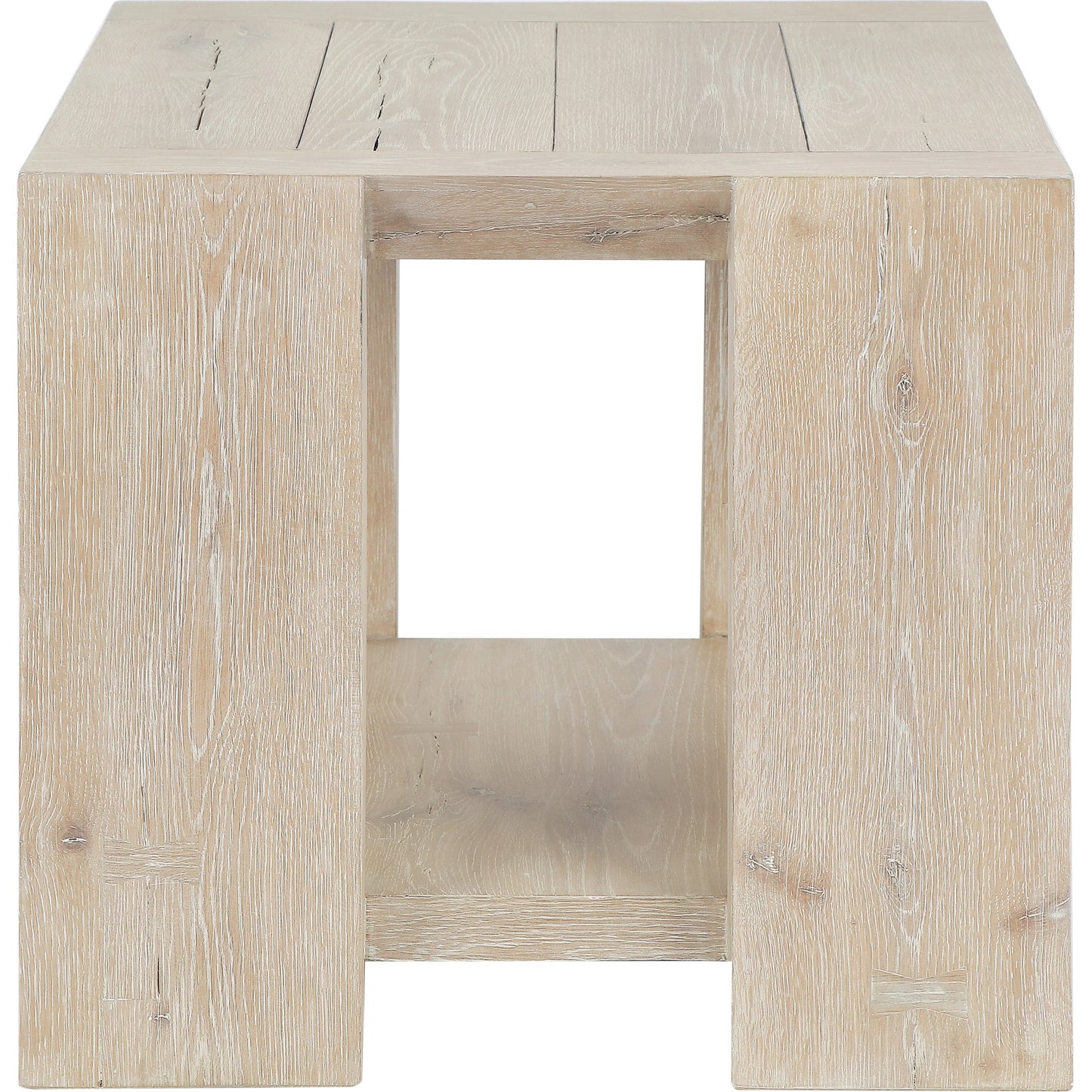 003 SI-2160295 | Additional Silo | Troy Reclaimed Oak 24" End Table by Classic Home in tan. Made from cracked oak in a modern style.