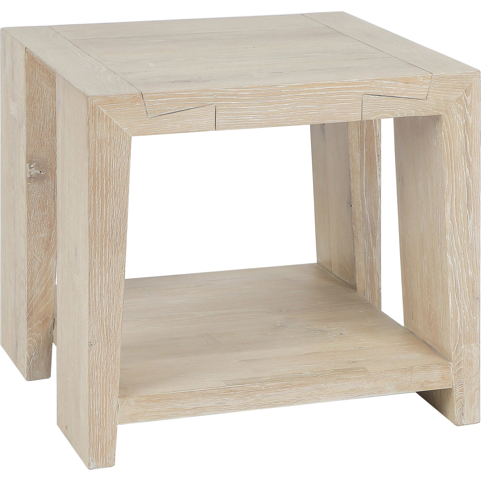Troy Reclaimed Oak 24" End Table by Classic Home in tan. Made from cracked oak in a modern style.