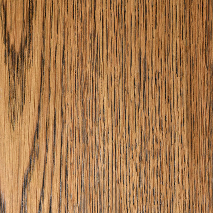Catta Round Wood End Table by Kosas Home in light brown, black. Made from oak veneer, iron in a unique style.