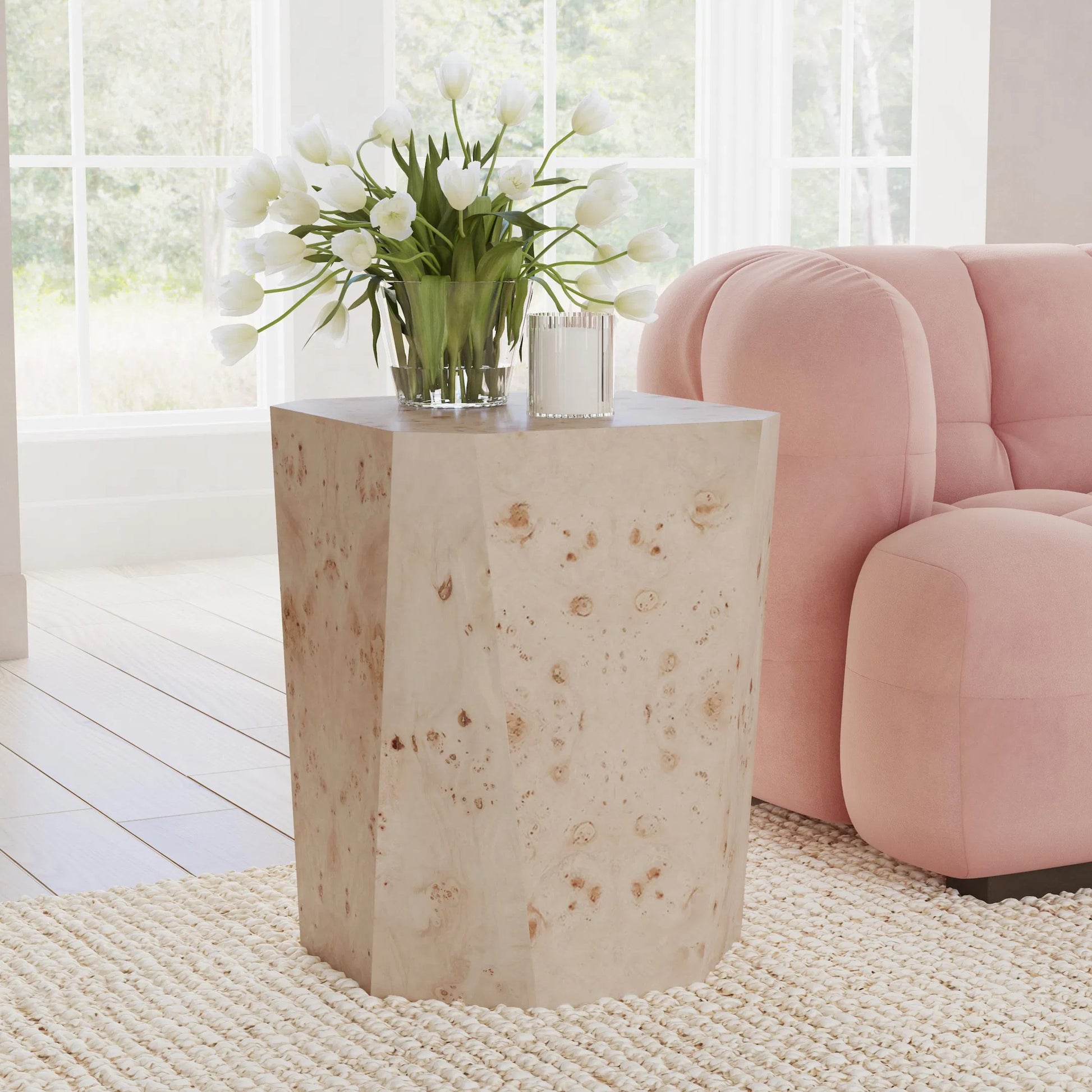 Avena 17" Burl Wood Square End Table by Classic Home in natural. Made from unique in a transitional style.