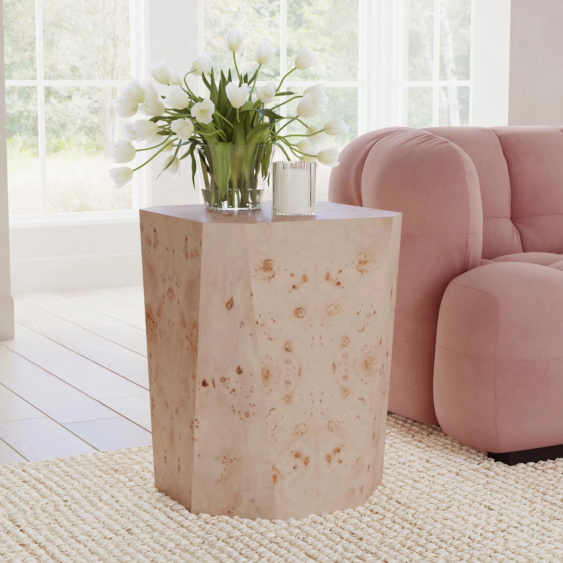 Avena 17" Burl Wood Square End Table by Classic Home in natural. Made from unique in a transitional style.