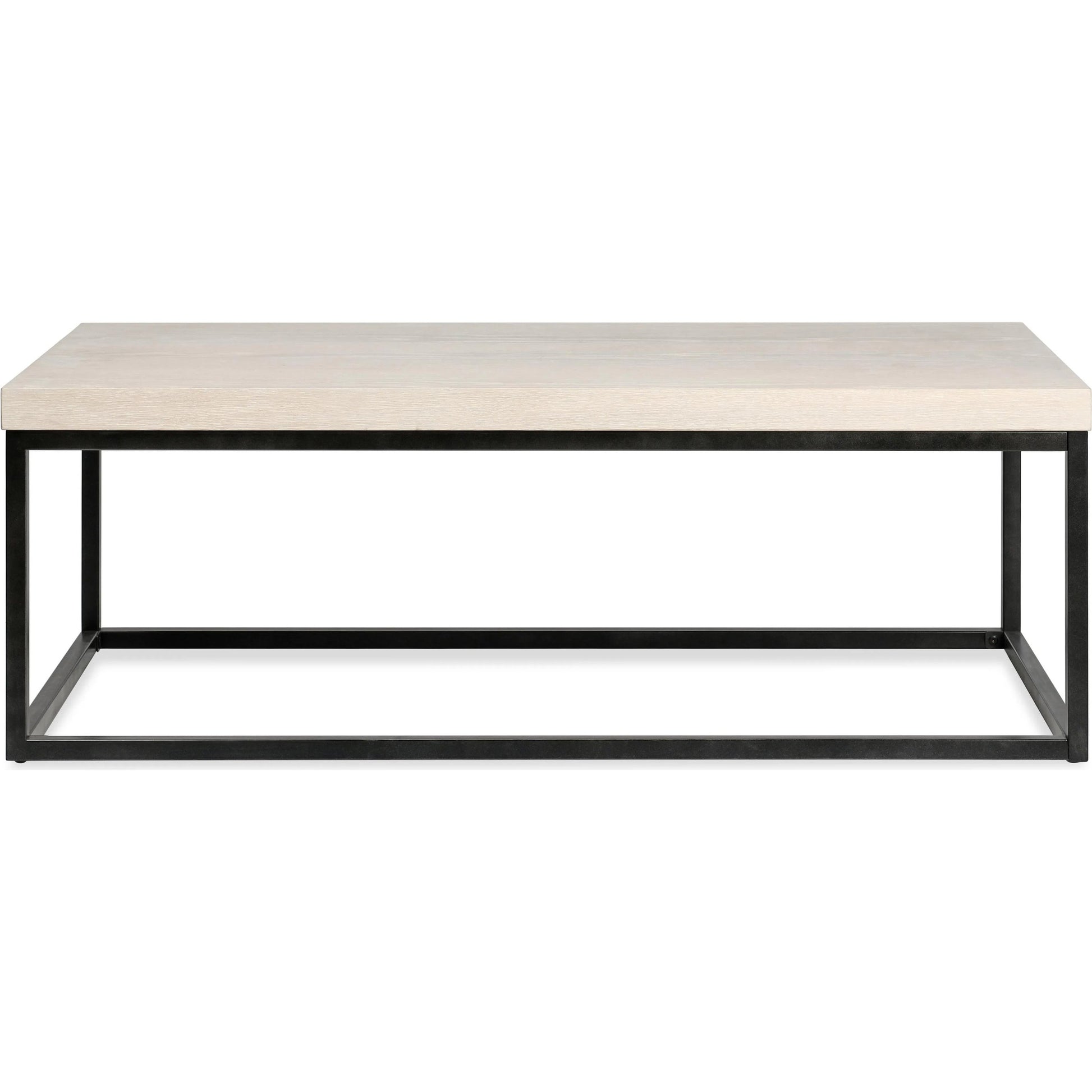 Catta Rectangular Wood Coffee Table by Kosas Home in white, silver and white wash. Made from oak veneer, iron in a unique style.