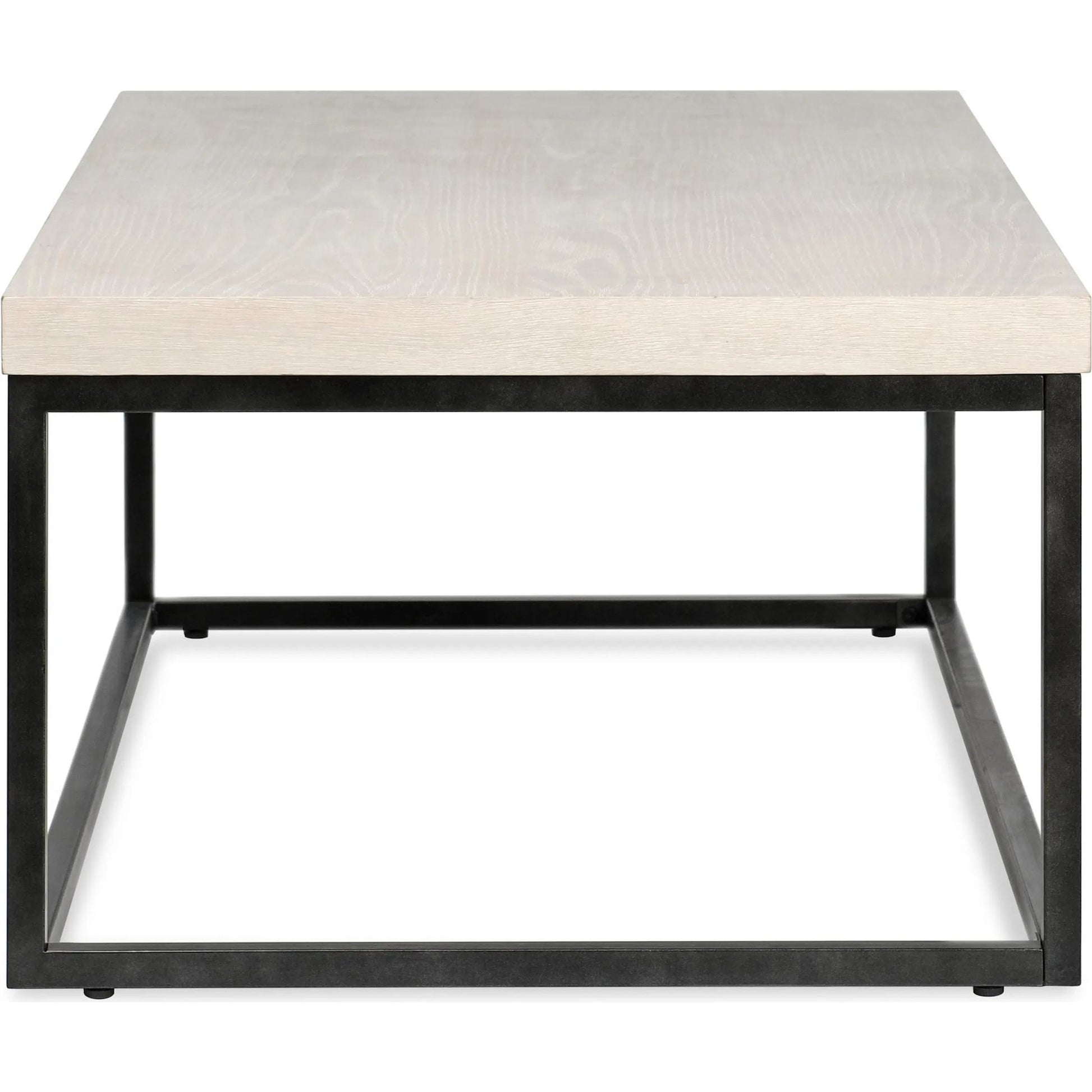 Catta Rectangular Wood Coffee Table by Kosas Home in white, silver and white wash. Made from oak veneer, iron in a unique style.