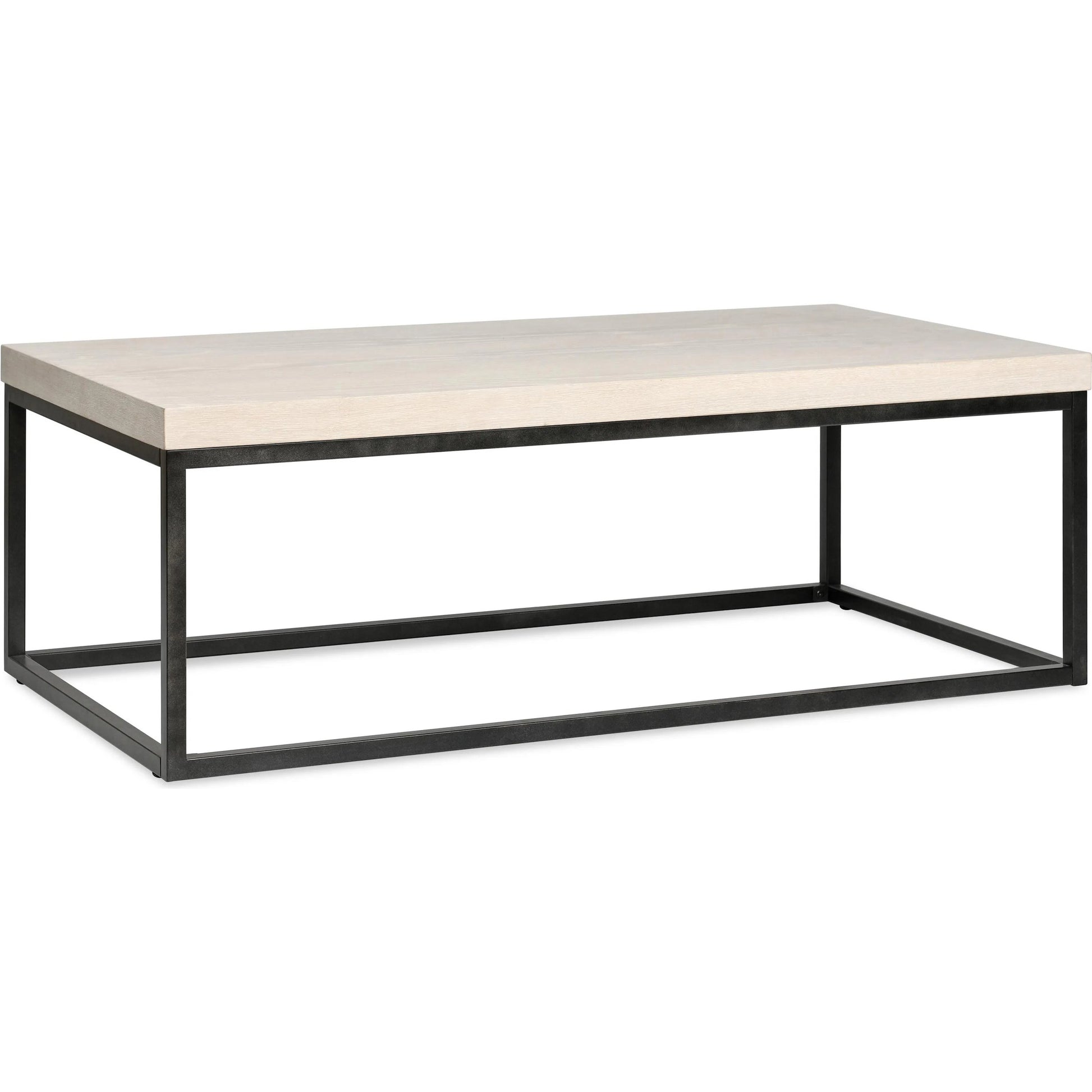 Catta Rectangular Wood Coffee Table by Kosas Home in white, silver and white wash. Made from oak veneer, iron in a unique style.