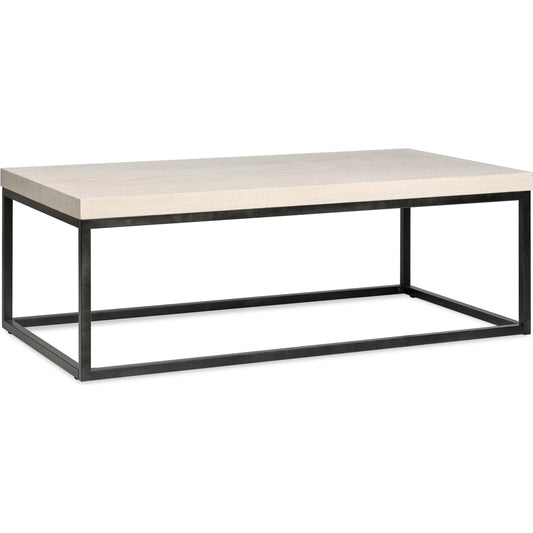 Catta Rectangular Wood Coffee Table by Kosas Home in white, silver and white wash. Made from oak veneer, iron in a unique style.