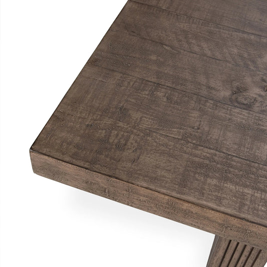 Ollie Dining Table by Kosas Home in brown. Made from reclaimed pine in a modern style.