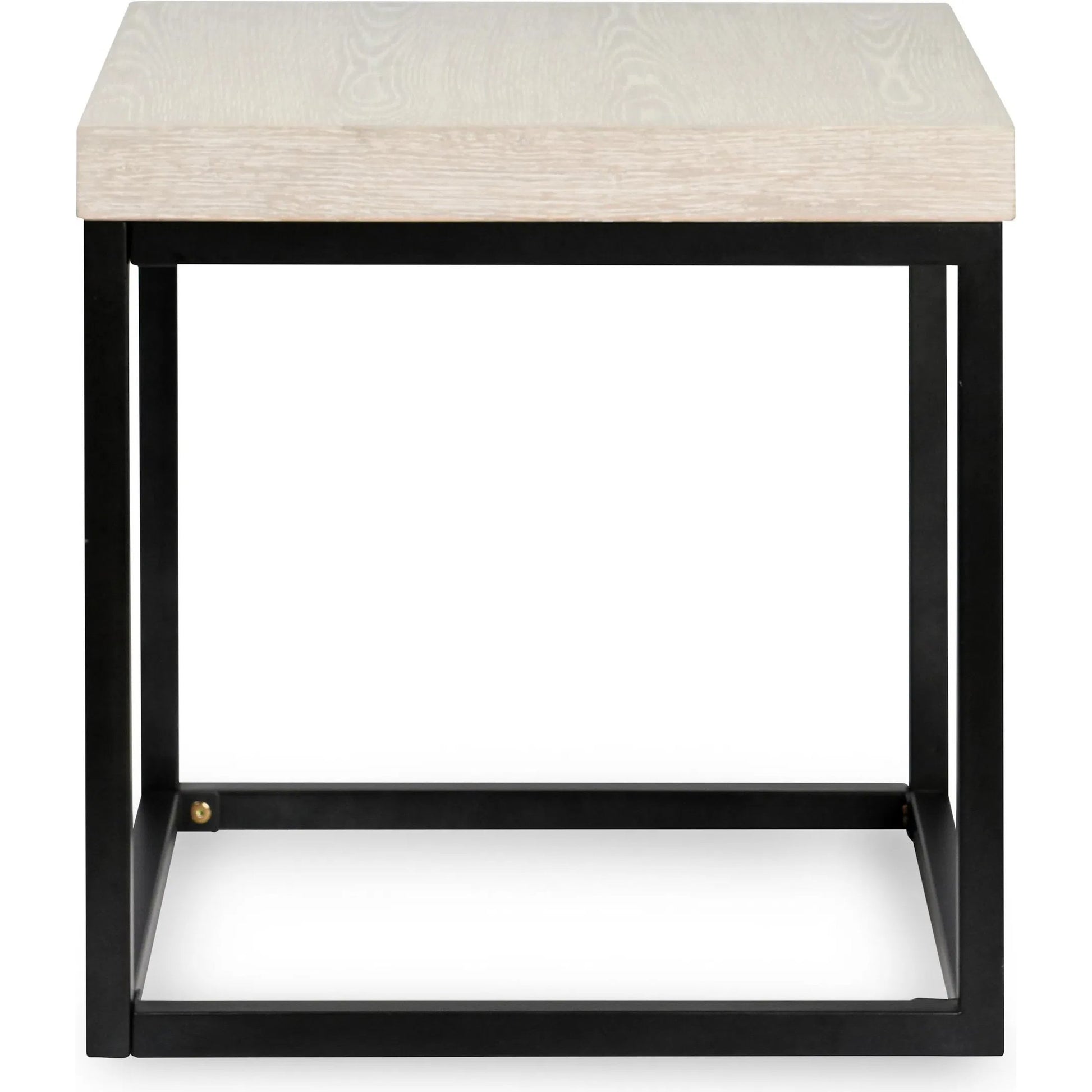 Catta Square Wood End Table by Kosas Home in white, silver. Made from oak veneer, iron in a unique style.