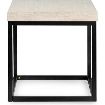 Catta Square Wood End Table by Kosas Home in white, silver. Made from oak veneer, iron in a unique style.