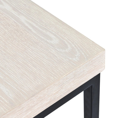 Catta Square Wood End Table by Kosas Home in white, silver. Made from oak veneer, iron in a unique style.