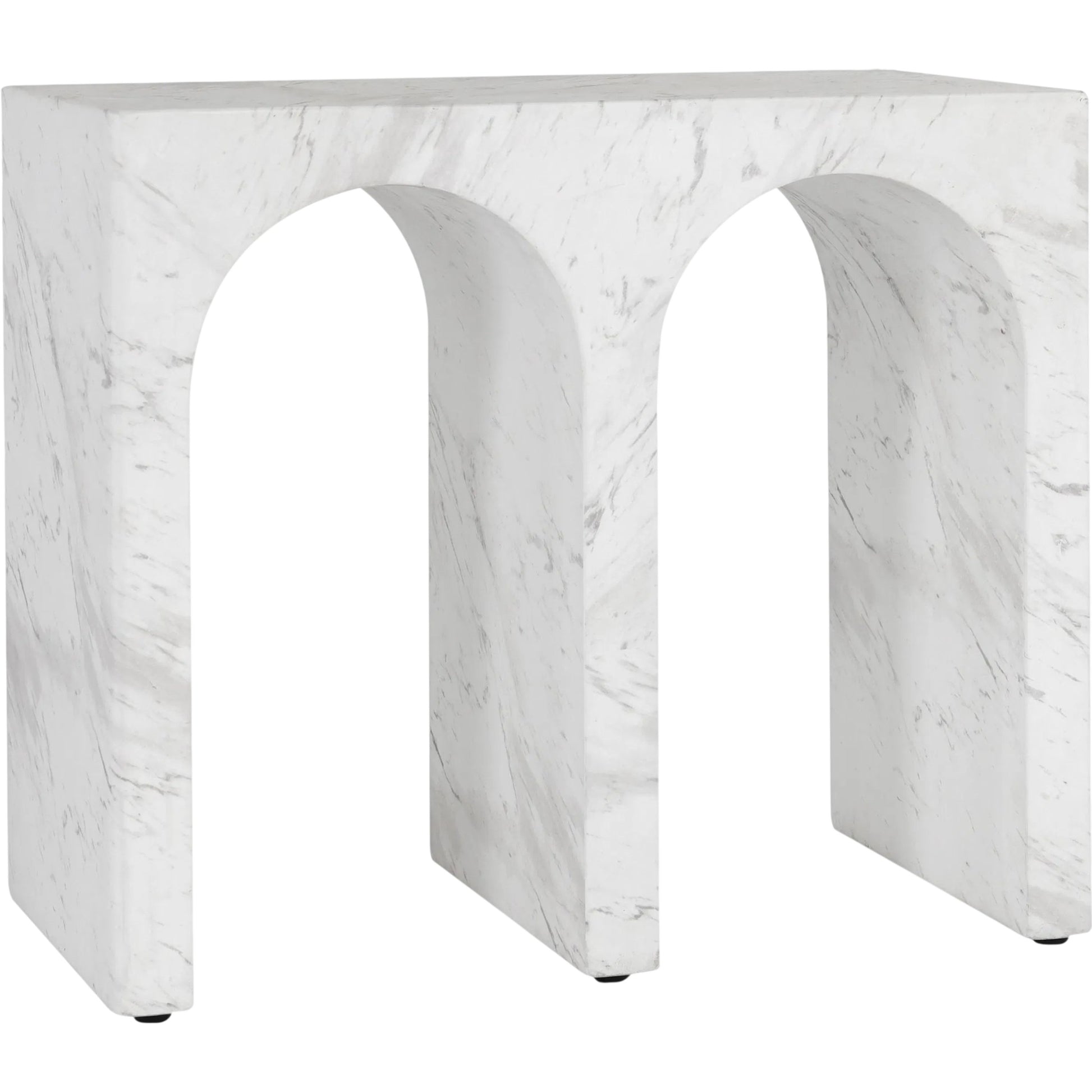 Marmo Outdoor Stone End Table by Classic Home in ivory, gray. Made from glass fiber reinforced concrete in a modern style.