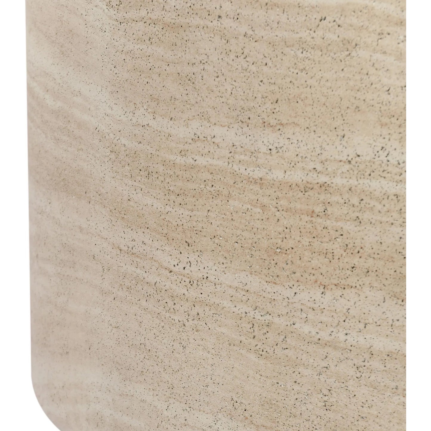 004 SI-2238829 | Closeup | McKenna Round Stone Outdoor Coffee Table by Classic Home in beige. Made from glass fiber reinforced concrete in a transitional style.