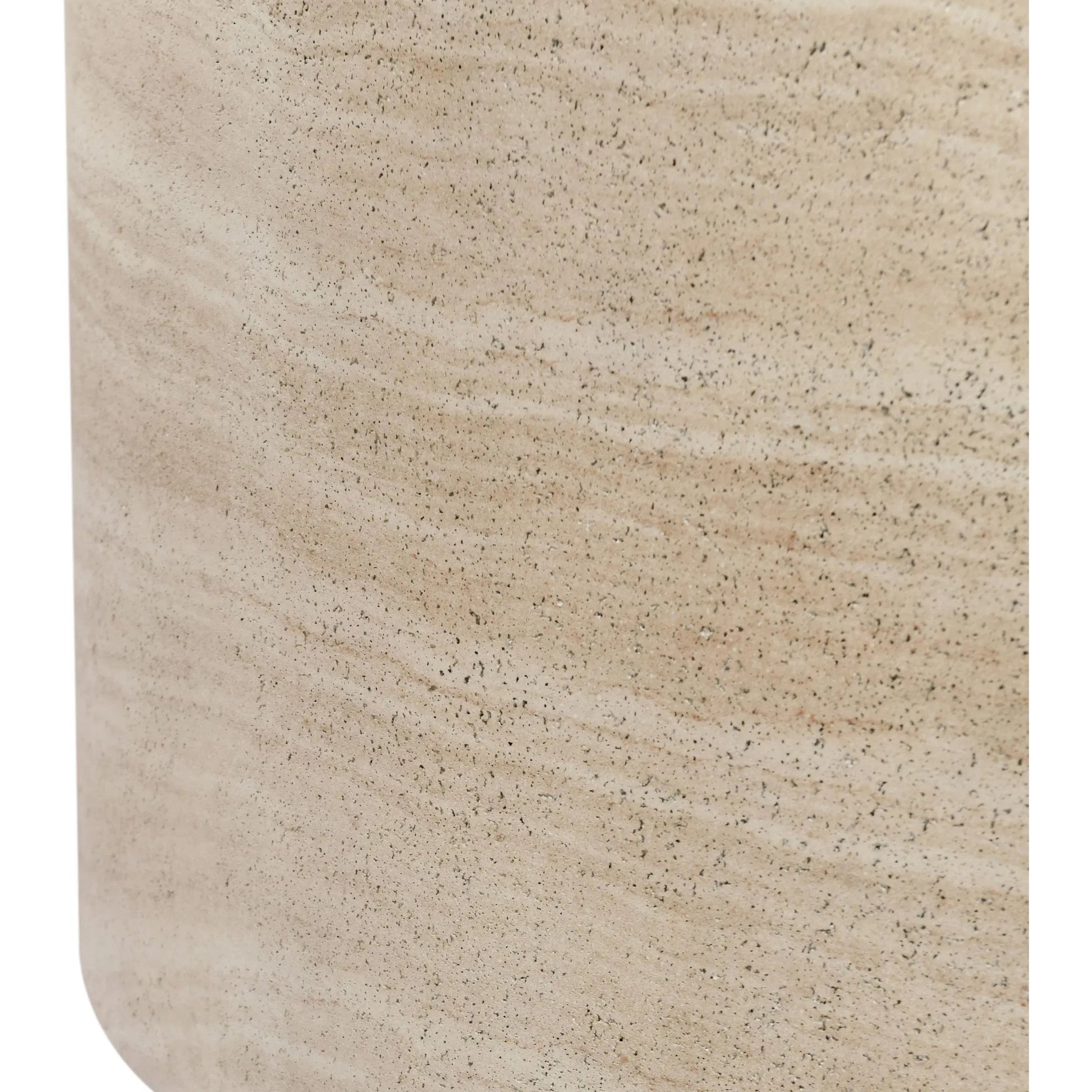 McKenna Round Stone Outdoor Coffee Table by Classic Home in beige. Made from glass fiber reinforced concrete in a unique style.