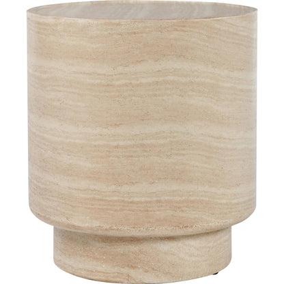 McKenna Round Stone Outdoor End Table by Classic Home in beige. Made from glass fiber reinforced concrete in a unique style.