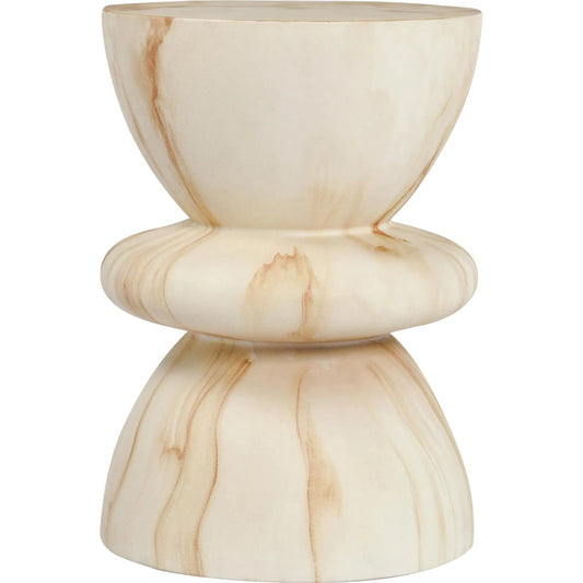 Leva Outdoor Stone Concrete Round End Table by Classic Home in cream. Made from glass fiber teinforced concrete in a unique style.