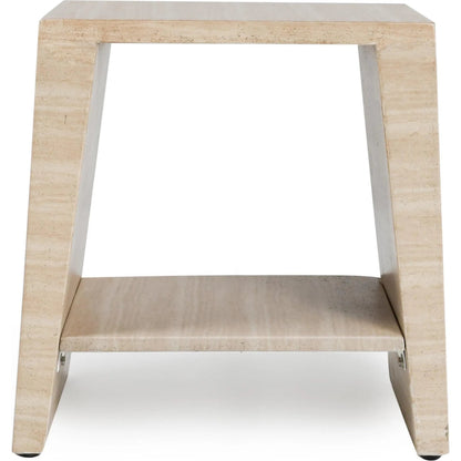 Rosen Outdoor Square Stone End Table by Classic Home in beige. Made from glass fiber reinforced concrete stone in a transitional style.