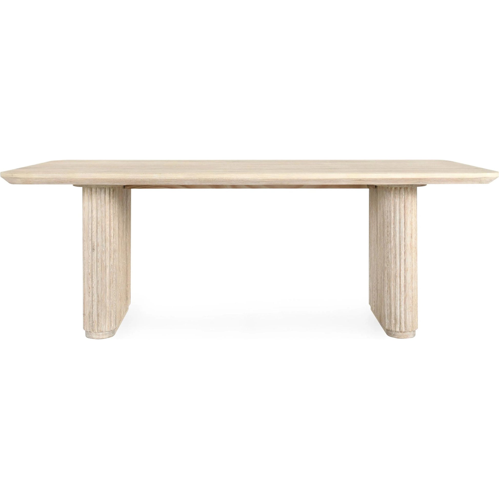 Vander 84" Wood Dining Table by Classic Home in cream. Made from oak veneer in a transitional style.