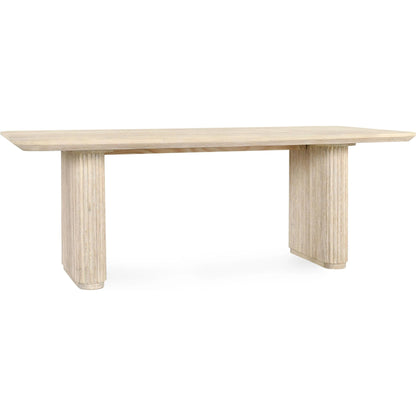 Vander 84" Wood Dining Table by Classic Home in cream. Made from oak veneer in a transitional style.
