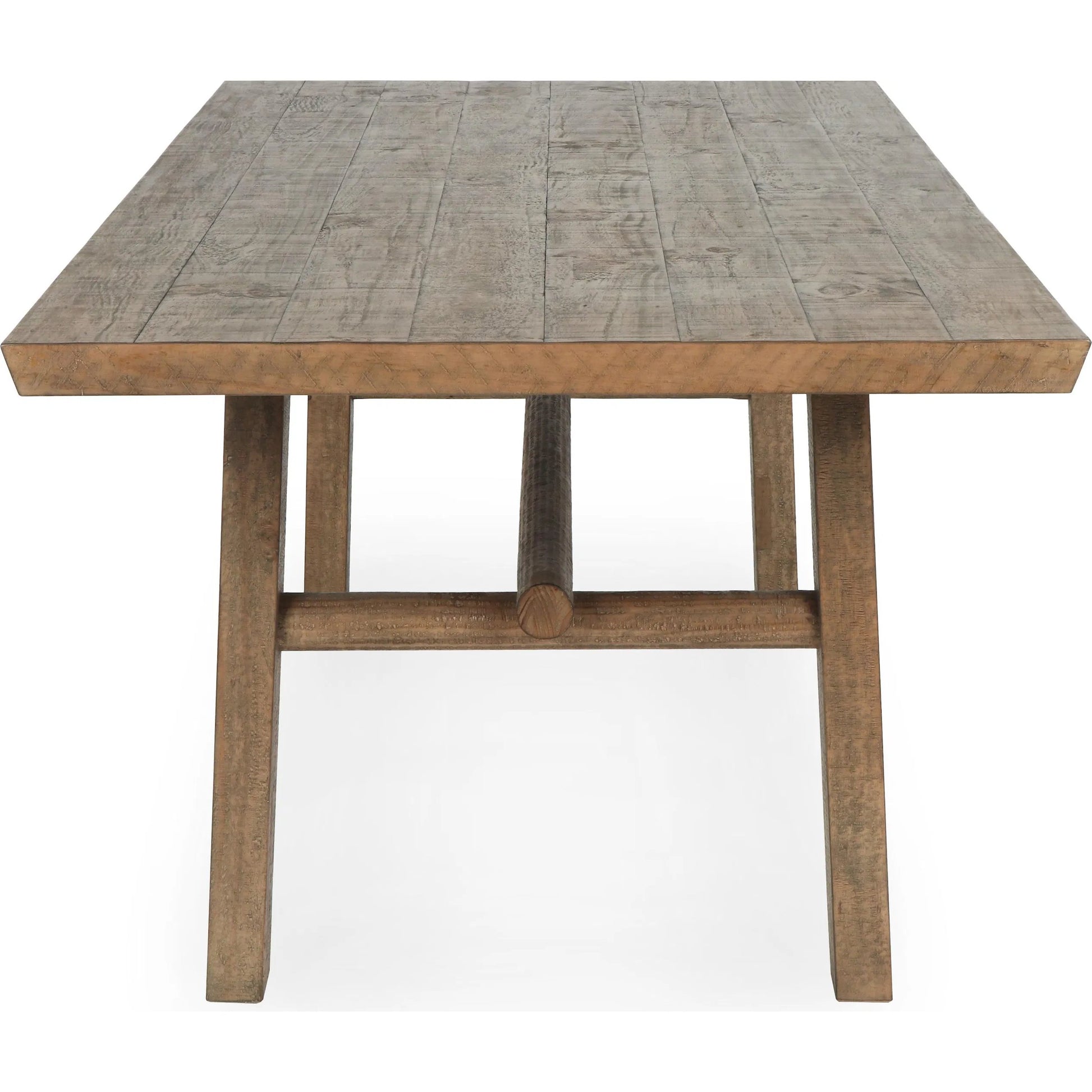 Liana Reclaimed Pine Wood Dining Table by Kosas Home in brown. Made from reclaimed pine in a transitional style.