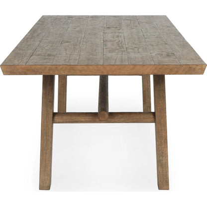 Liana Reclaimed Pine Wood Dining Table by Kosas Home in brown. Made from reclaimed pine in a transitional style.