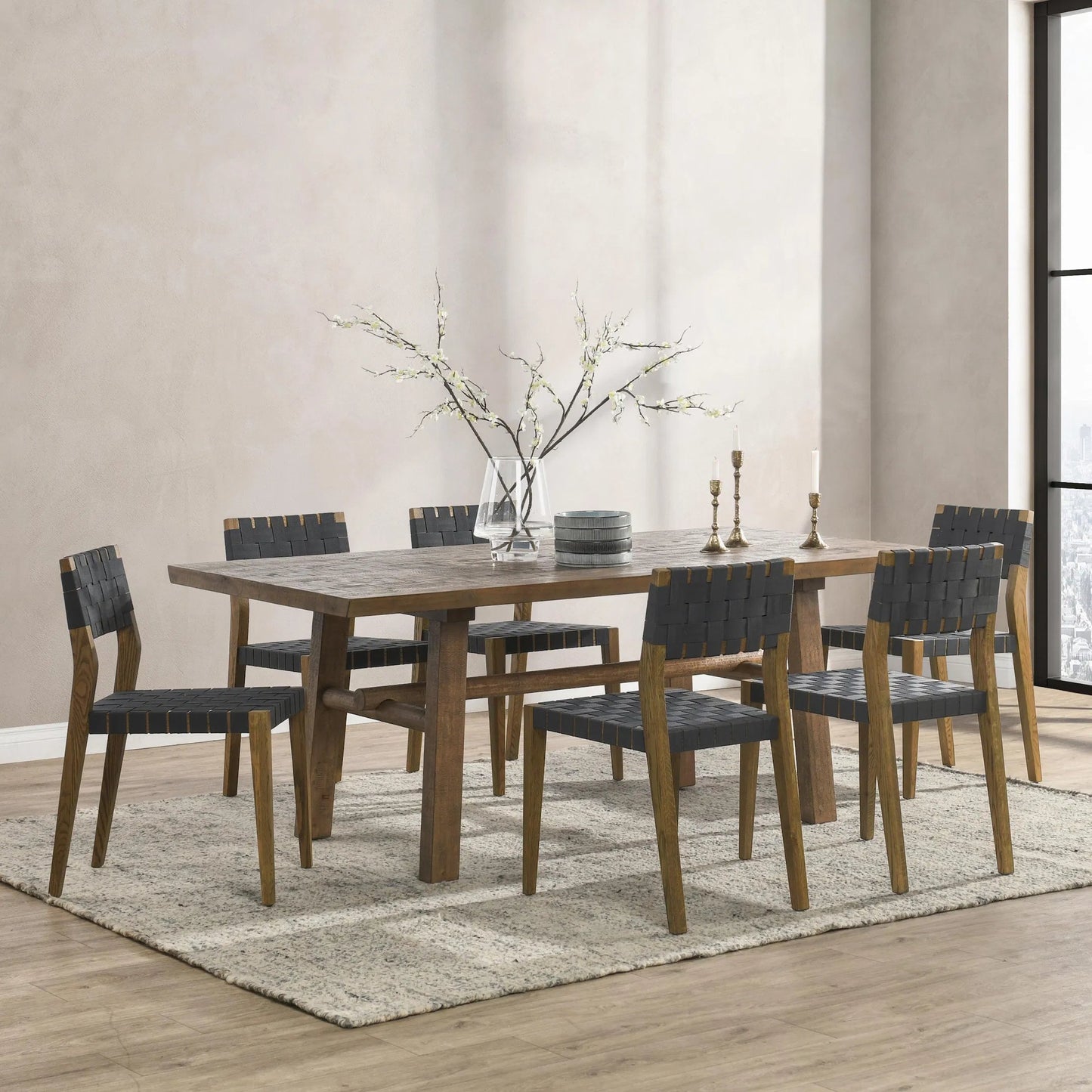 006 SI-2256320 | Lifestyle | Liana Reclaimed Pine Wood Dining Table by Kosas Home in brown. Made from reclaimed pine in a transitional style.