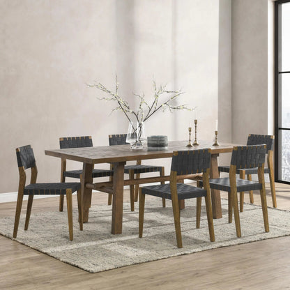 Liana Reclaimed Pine Wood Dining Table by Kosas Home in brown. Made from reclaimed pine in a transitional style.