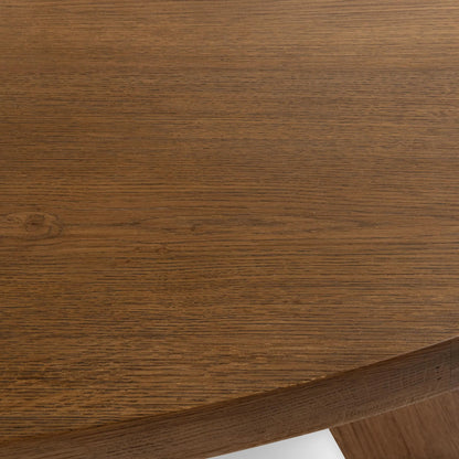 Crescent Oval Reclaimed Oak Wood Dining Table by Kosas Home in natural. Made from reclaimed oak veneer in a unique style.