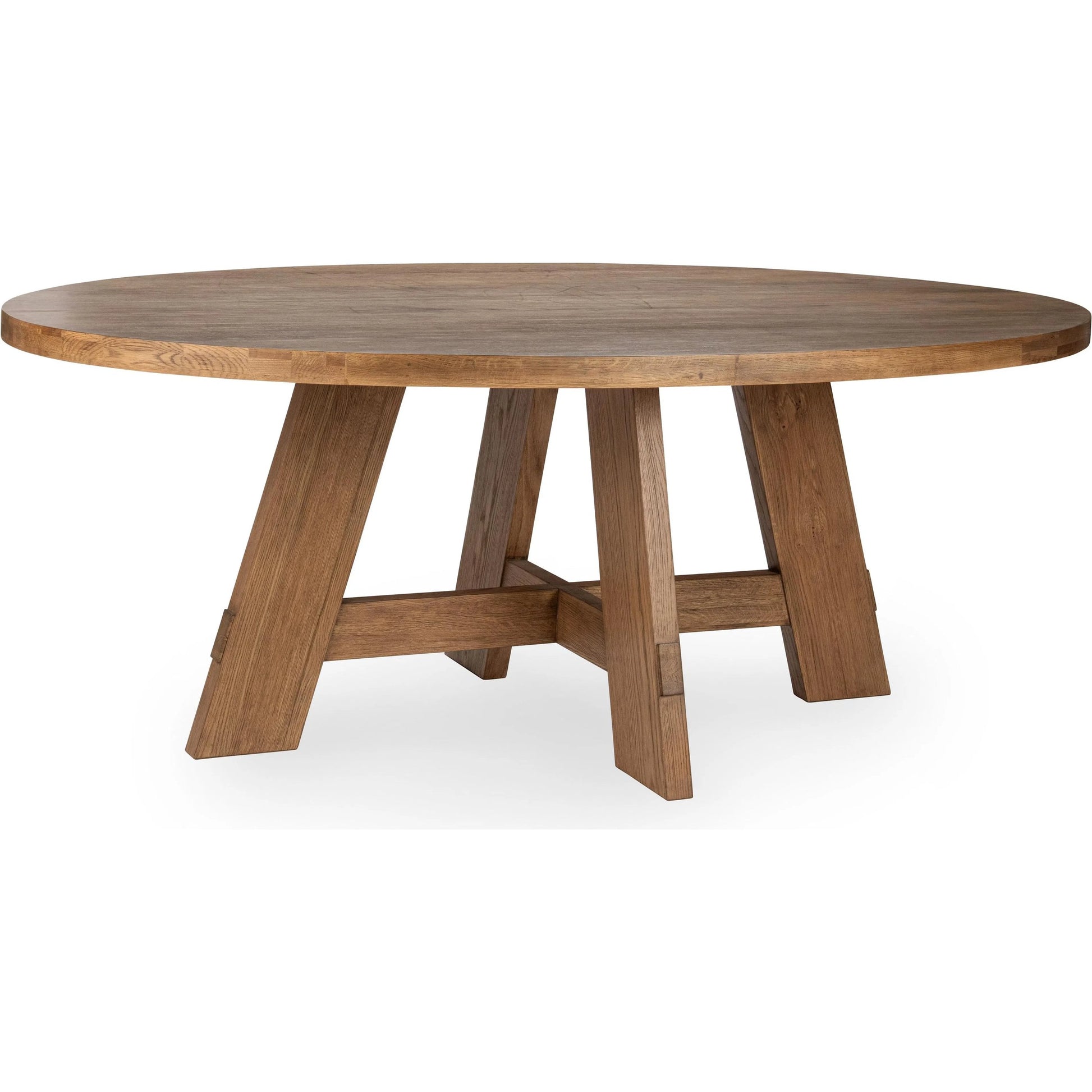 Crescent Oval Reclaimed Oak Wood Dining Table by Kosas Home in natural. Made from reclaimed oak veneer in a unique style.