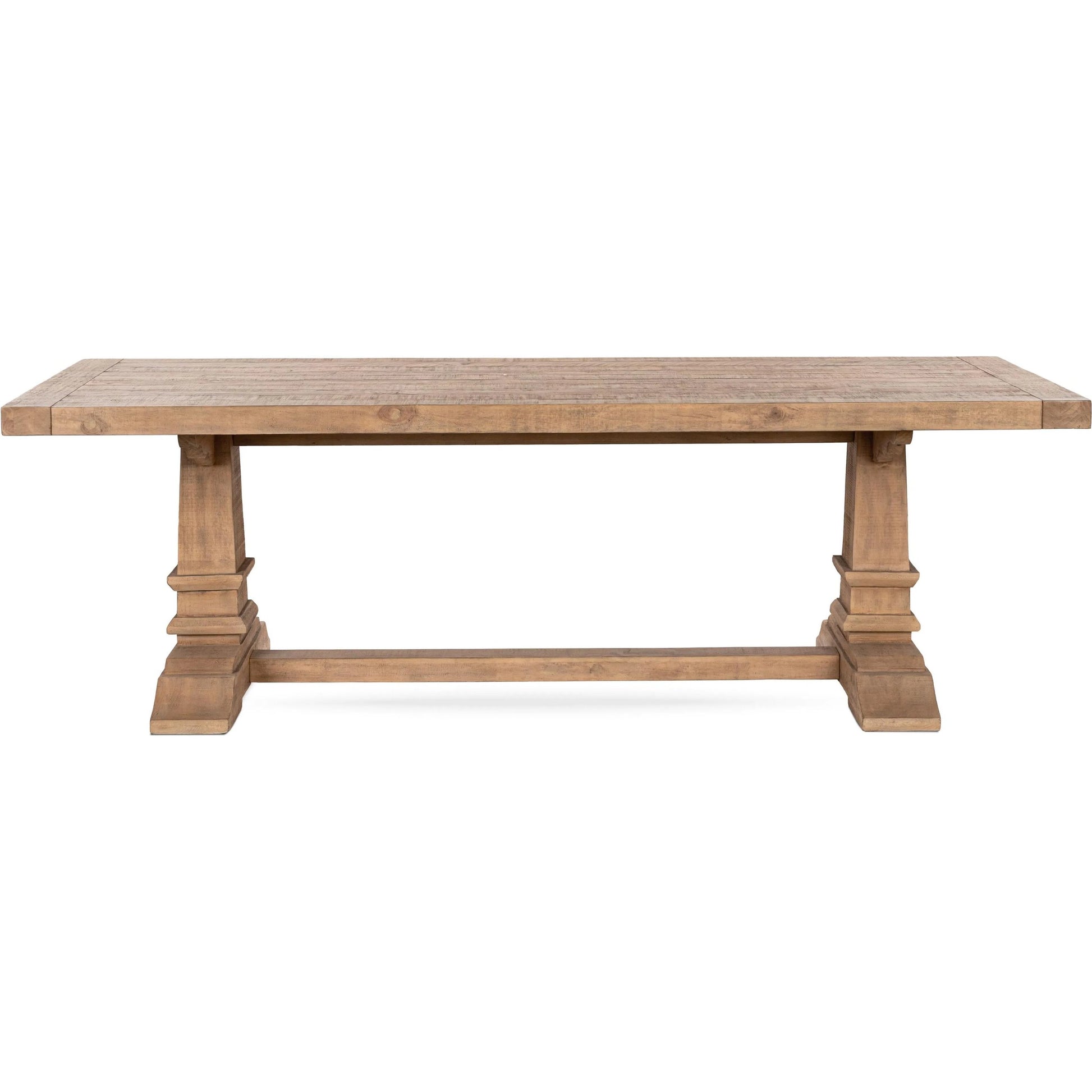 Allegra Reclaimed Pine Wood Dining Table by Kosas Home in natural. Made from reclaimed pine in a unique style.