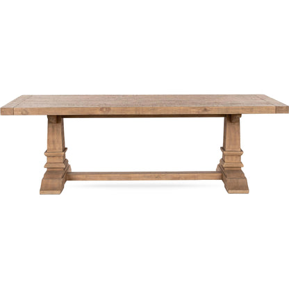 Allegra Reclaimed Pine Wood Dining Table by Kosas Home in natural. Made from reclaimed pine in a unique style.