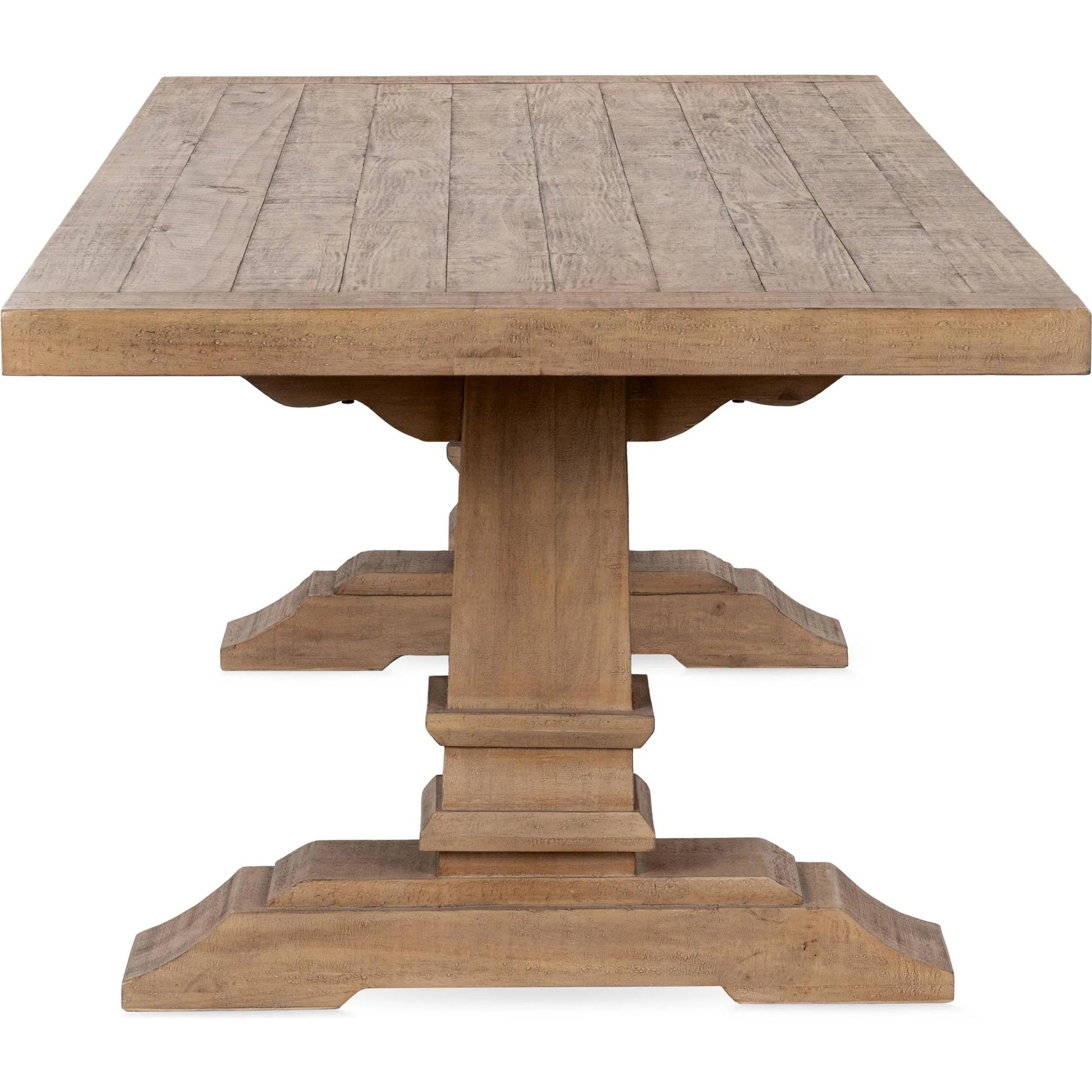 Allegra Reclaimed Pine Wood Dining Table by Kosas Home in natural. Made from reclaimed pine in a unique style.