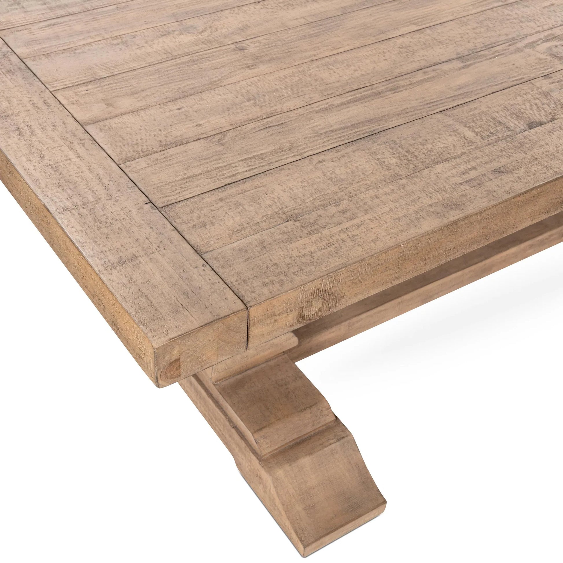 Allegra Reclaimed Pine Wood Dining Table by Kosas Home in natural. Made from reclaimed pine in a unique style.