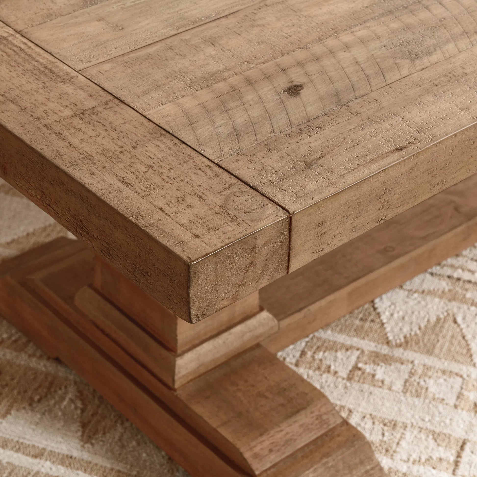 Allegra Reclaimed Pine Wood Dining Table by Kosas Home in natural. Made from reclaimed pine in a unique style.