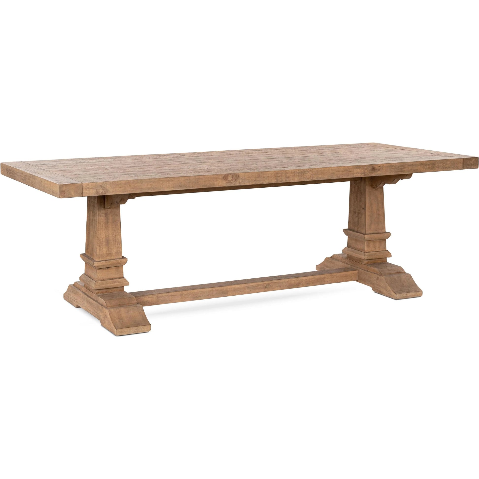 Allegra Reclaimed Pine Wood Dining Table by Kosas Home in natural. Made from reclaimed pine in a unique style.