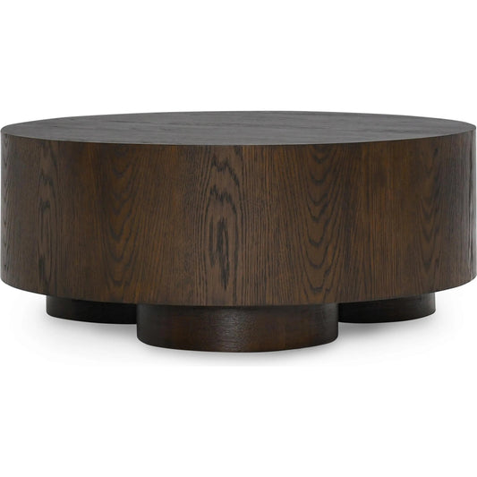 Runa 42" Wood Coffee Table by Classic Home in brown. Made from oak veneer in a traditional style.