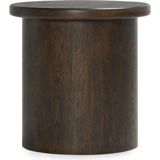 Runa 22" Wood End Table by Classic Home in brown. Made from oak veneer in a traditional style.