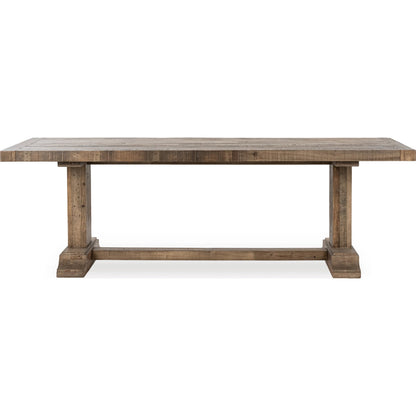 Dita Reclaimed Pine Wood Dining Table by Kosas Home in natural. Made from reclaimed pine in a transitional style.
