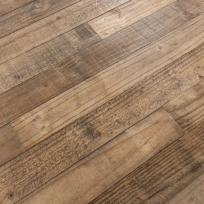 Dita Reclaimed Pine Wood Dining Table by Kosas Home in natural. Made from reclaimed pine in a transitional style.