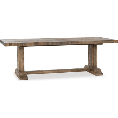 Dita Reclaimed Pine Wood Dining Table by Kosas Home in natural. Made from reclaimed pine in a transitional style.