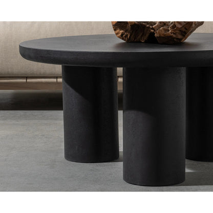 Anzio Outdoor Coffee Table by Classic Home in black. Made from glass fiber reinforced concrete in a modern style.