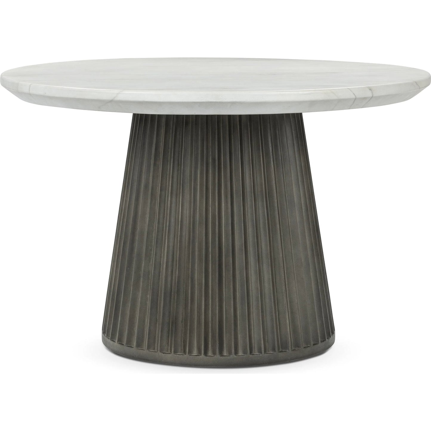 001 SI-2353720 | Primary Silo | Caspia Outdoor Round Dining Table by Classic Home in gray. Made from glass fiber reinforced concrete in a modern style.