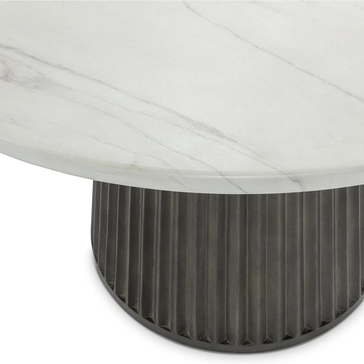 002 SI-2353720 | Closeup | Caspia Outdoor Round Dining Table by Classic Home in gray. Made from glass fiber reinforced concrete in a modern style.