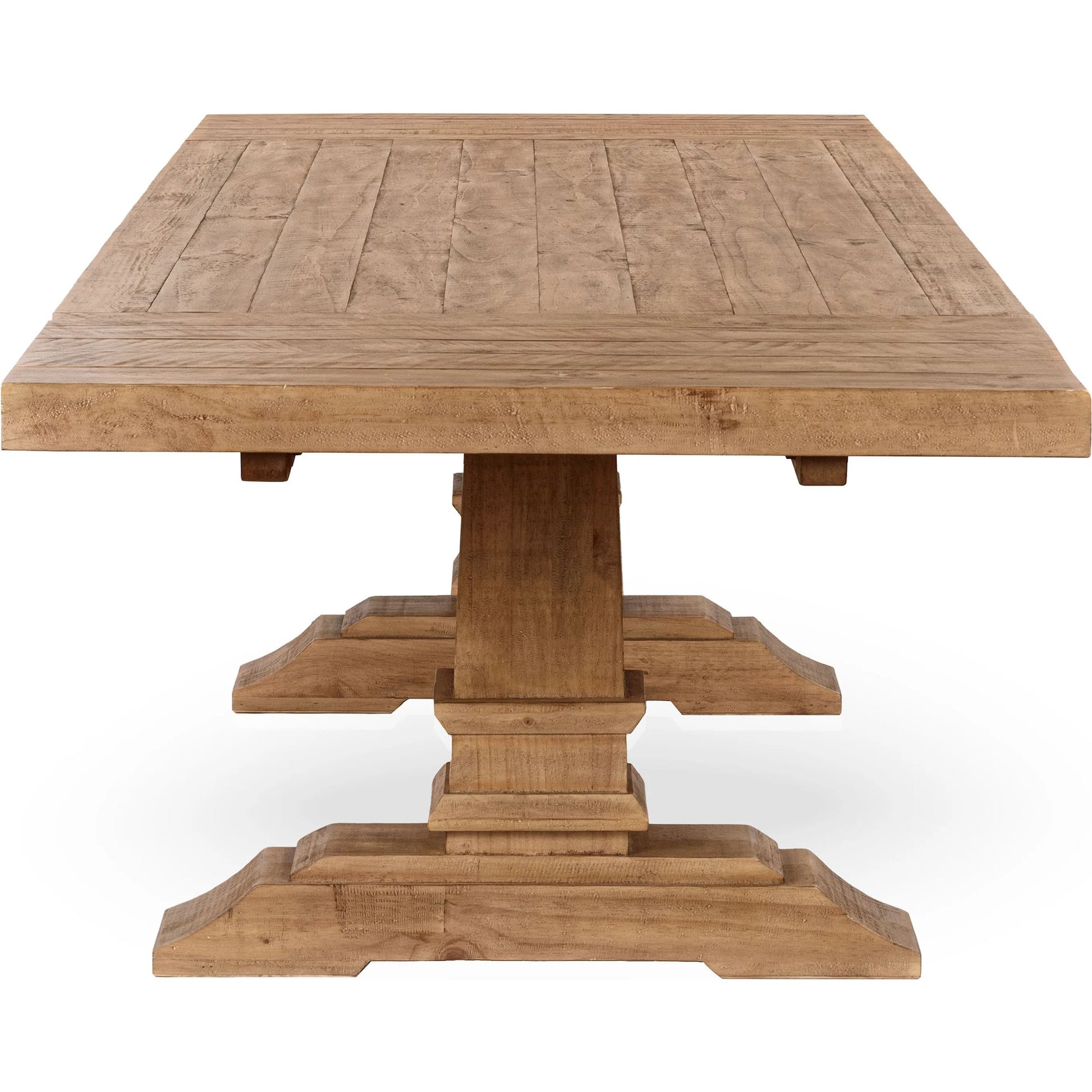 Allegra Extendable Reclaimed Pine Wood Dining Table by Kosas Home in natural. Made from reclaimed pine in a unique style.
