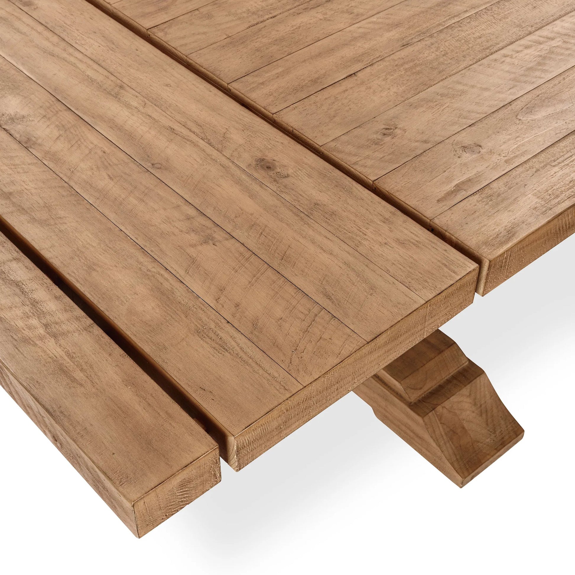Allegra Extendable Reclaimed Pine Wood Dining Table by Kosas Home in natural. Made from reclaimed pine in a unique style.