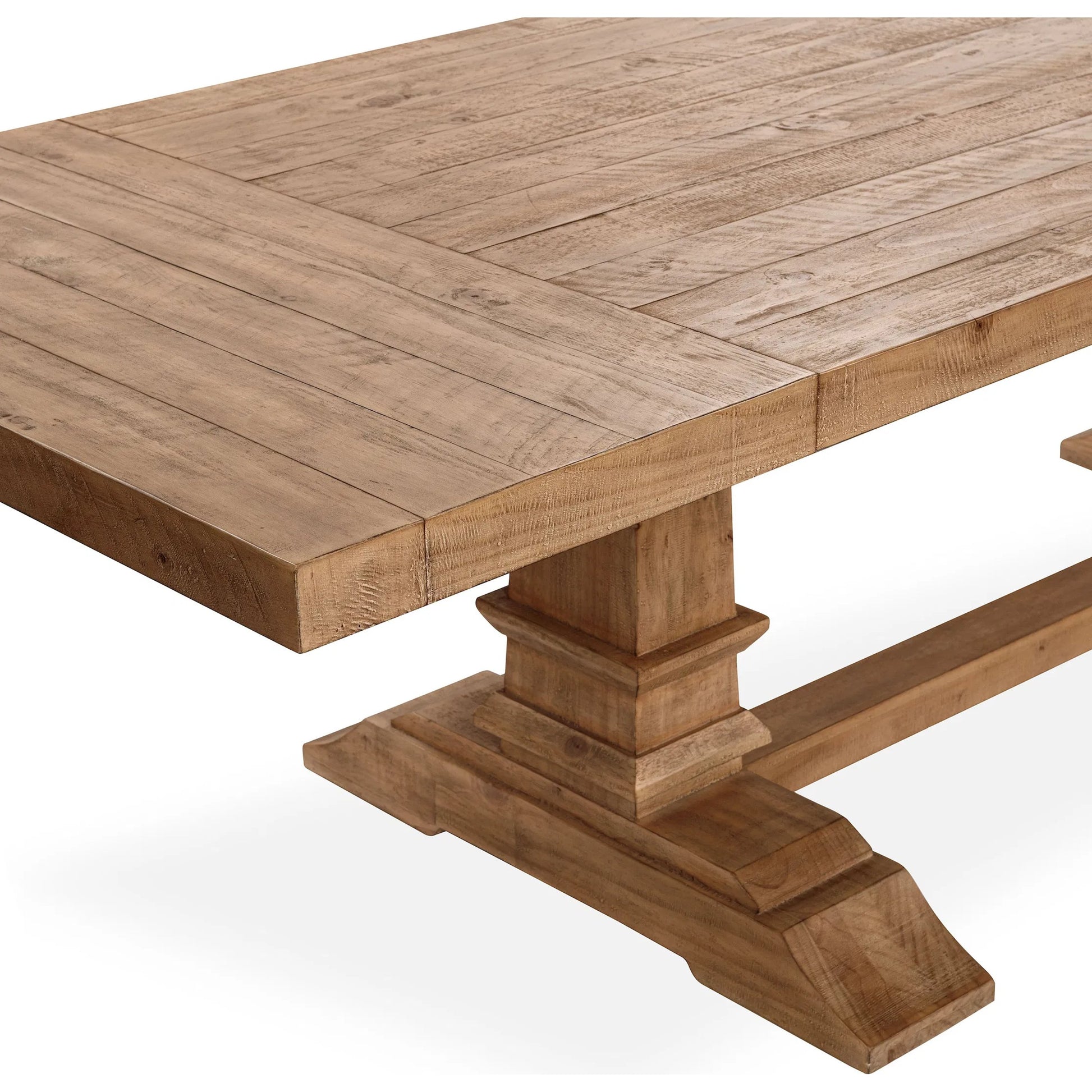 Allegra Extendable Reclaimed Pine Wood Dining Table by Kosas Home in natural. Made from reclaimed pine in a unique style.