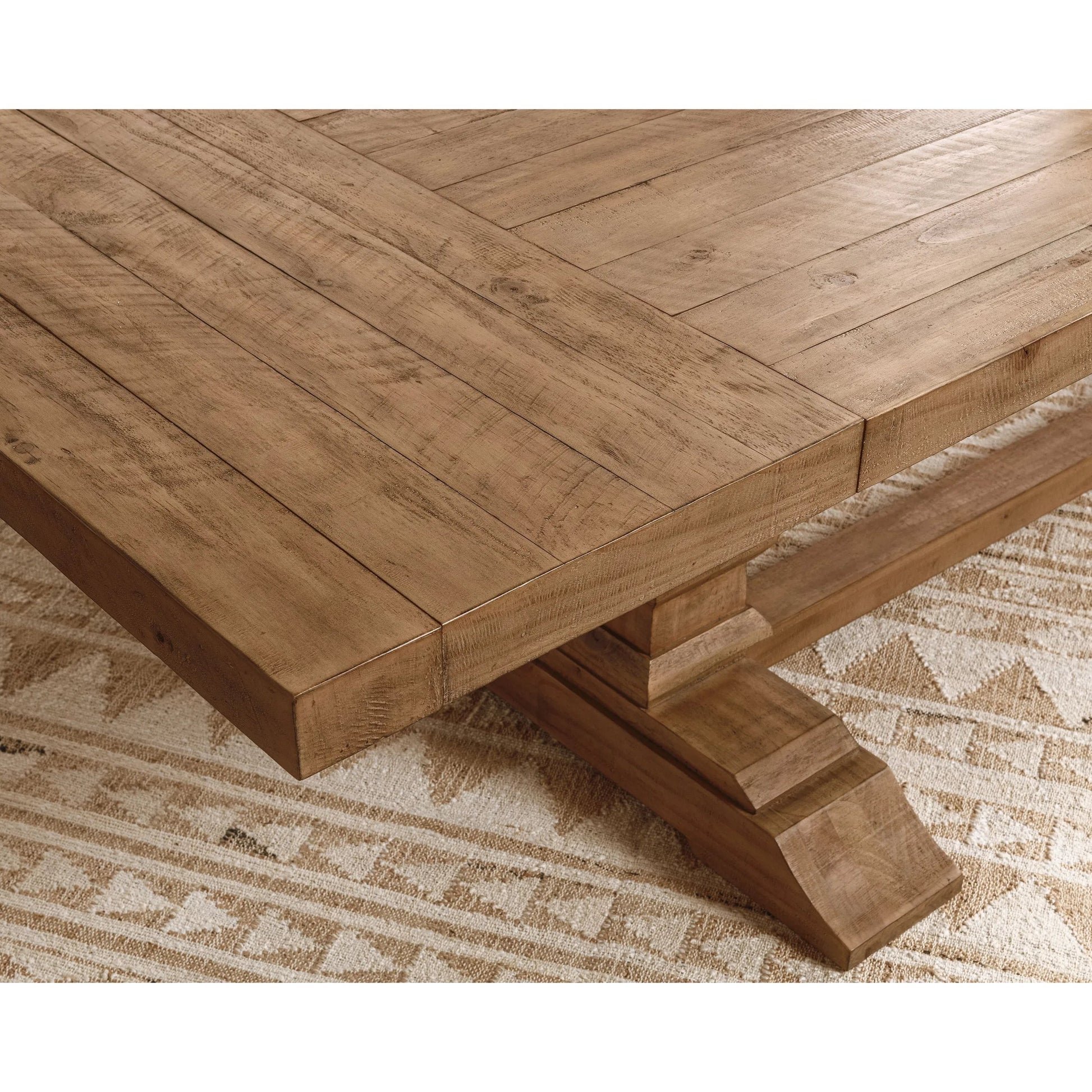 Allegra Extendable Reclaimed Pine Wood Dining Table by Kosas Home in natural. Made from reclaimed pine in a unique style.