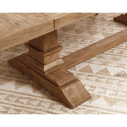 Allegra Extendable Reclaimed Pine Wood Dining Table by Kosas Home in natural. Made from reclaimed pine in a unique style.