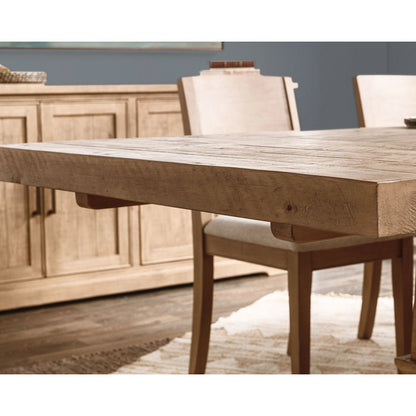 Allegra Reclaimed Pine Wood Dining Table by Kosas Home in natural and natural. Made from reclaimed pine in a transitional style.