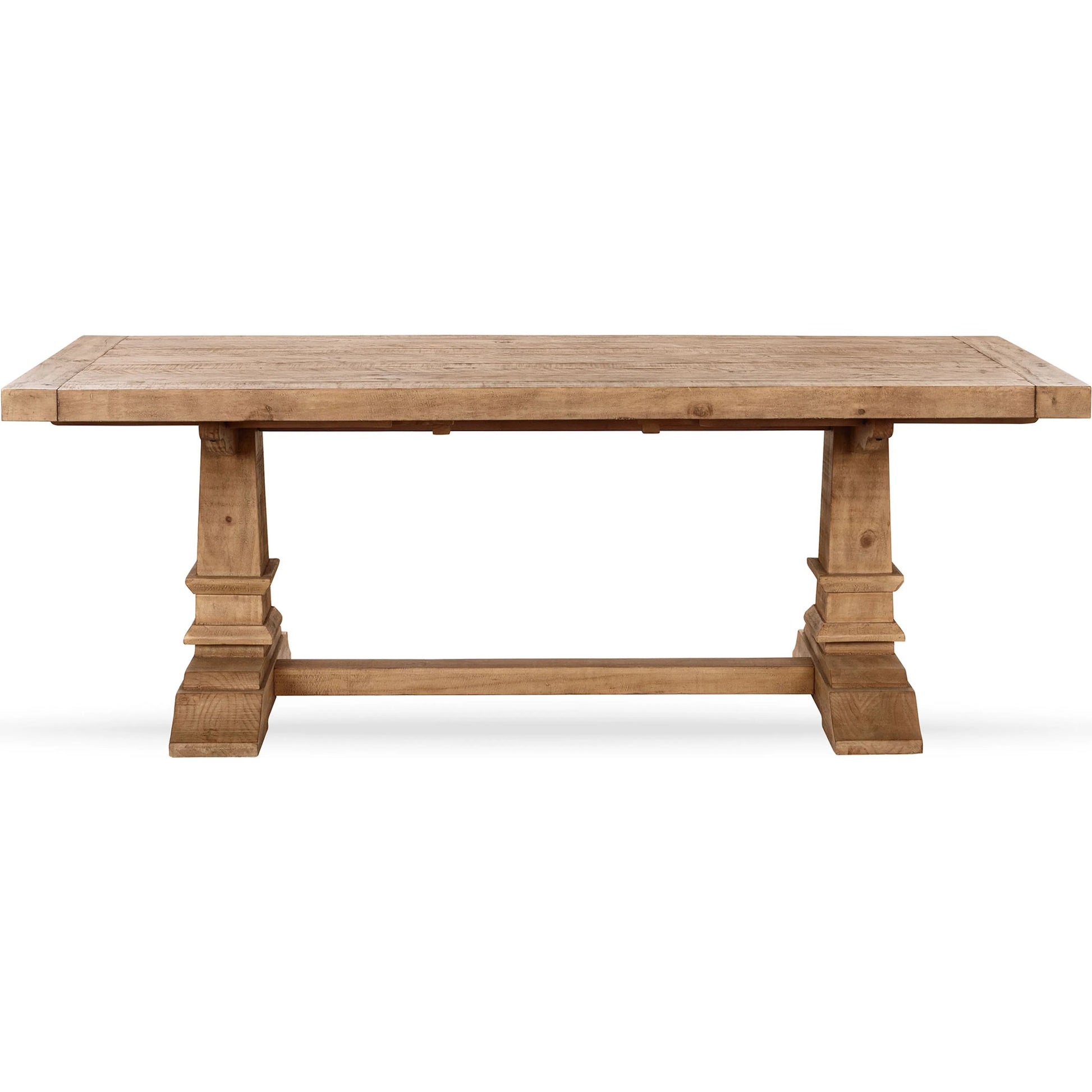 Allegra Extendable Reclaimed Pine Wood Dining Table by Kosas Home in natural. Made from reclaimed pine in a unique style.