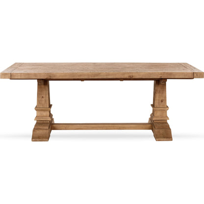 Allegra Extendable Reclaimed Pine Wood Dining Table by Kosas Home in natural. Made from reclaimed pine in a unique style.
